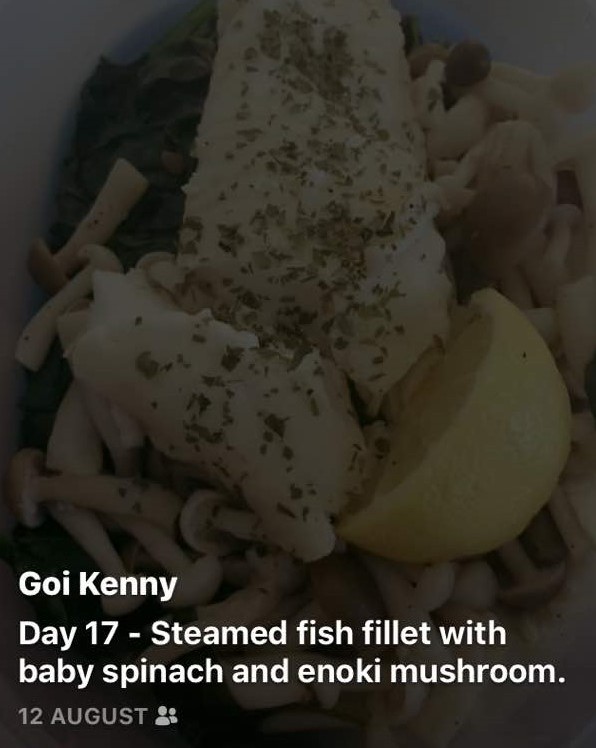 Day 17 - Steamed Fish Fillet with Baby Spinach & Enoki Mushroom