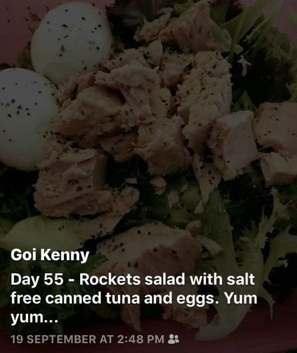 Day 55 - Rockets Salad with Salt Free Canned Tuna and Eggs