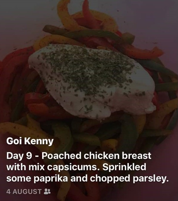 Day 9 - Poached Chicken Breast with Mix Capsicums. Sprinkled Some Paprika & Chopped Parsley